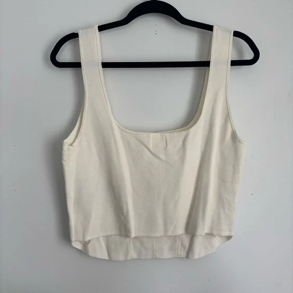 H&M Cream Structured Square-Neck Crop Top - Picture 2 of 3
